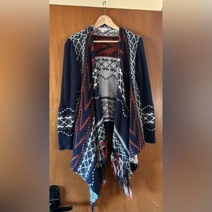 Sun & Shadow Navy and Rust Cardigan